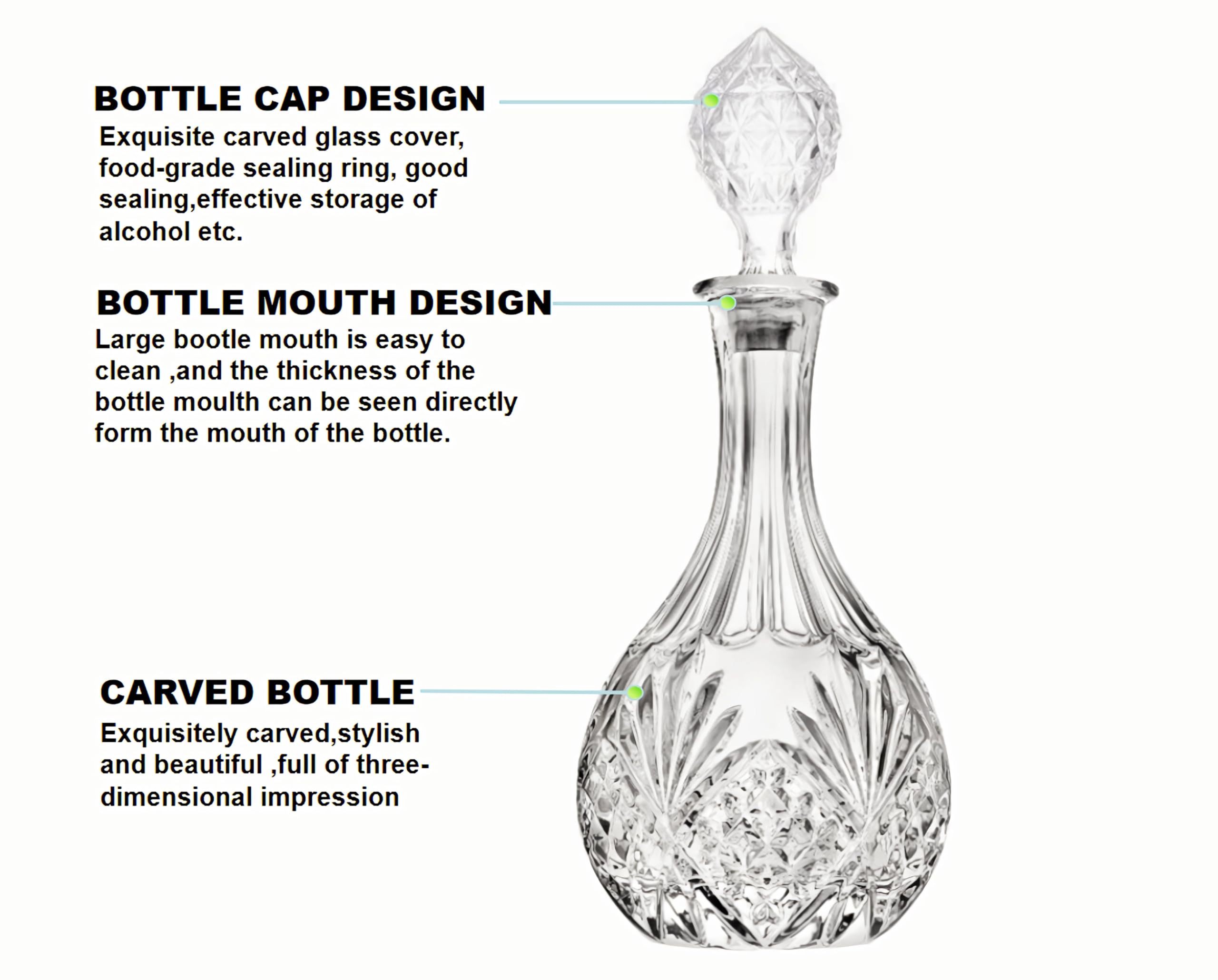Whiskey Decanter With Glass Stopper,Liquor Decanter For Alcohol,Wine,Scotch,Brandy or Bourbon Decanter, Lead-Free Crystal Decanter Circular(800ml/27oz)