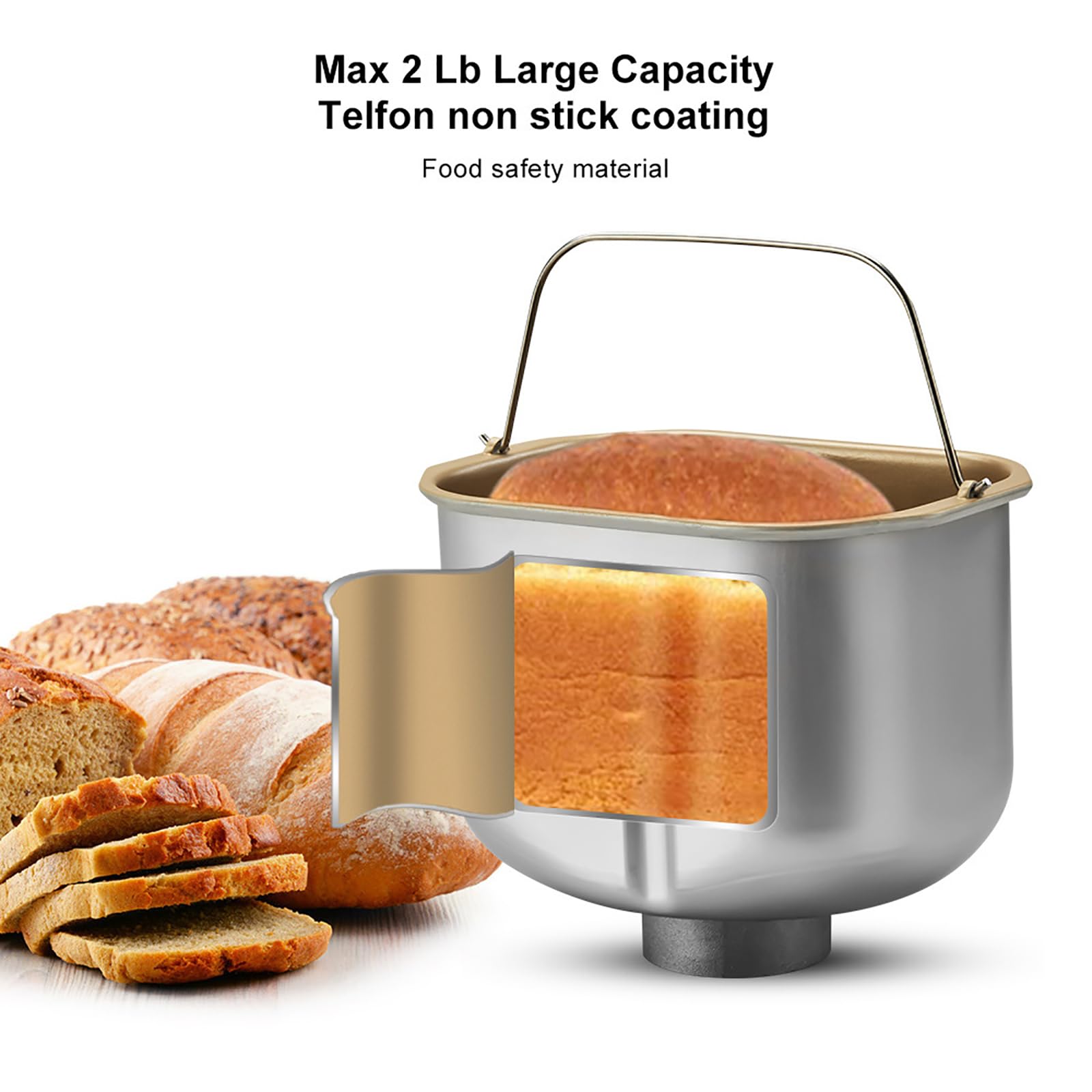 Macchina per Il Pane Automatica, Macchina per Il Pane Professionale in Acciaio Inossidabile con Dispenser per Noci E Timer Ritardato di 15 Ore, capacità di 1 Libbre, 3 Dimensioni di Pane