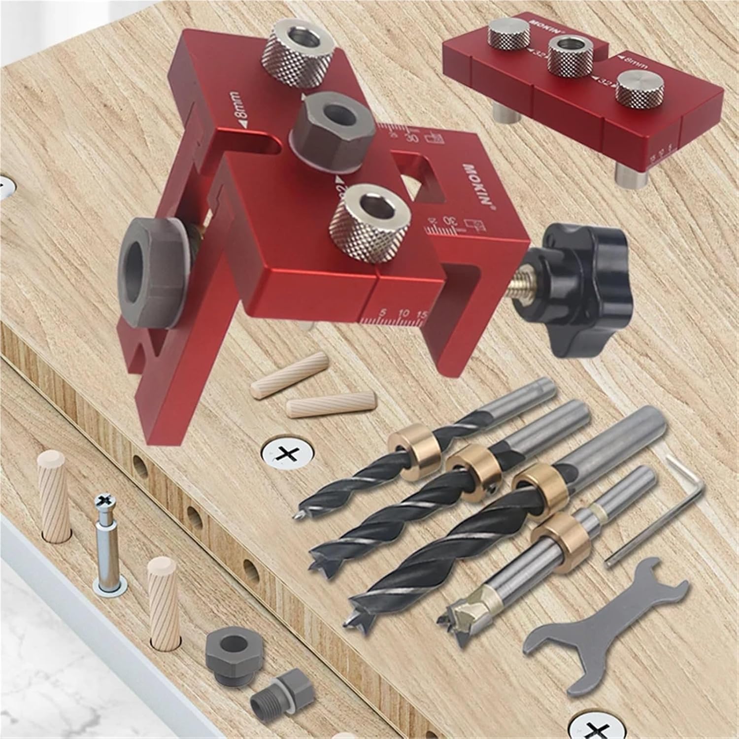 3-in-1 Woodworking Doweling Jig Kit with Pocket Hole & Vertical Drill Guide(Type-F)