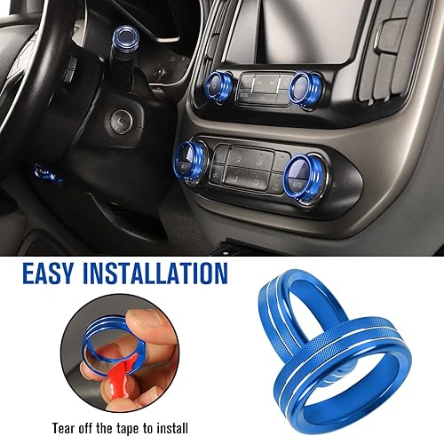Miniatura 6 de Jimen Compatible con Chevrolet ColoradoGMC Canyon 2014-2022, 8 piezas de cubierta de anillo de perilla de control de botón de volumen de audio de