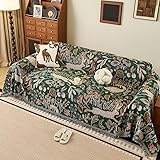 Blumiges Leinen-Sofakissenbezug für alle Jahreszeiten, rutschfeste Überwürfe, große vielseitige weiche Baumwollgarn-Decke mit Fransen, Blumenmuster, Herbst/Winter, extra B 180 * 300cm