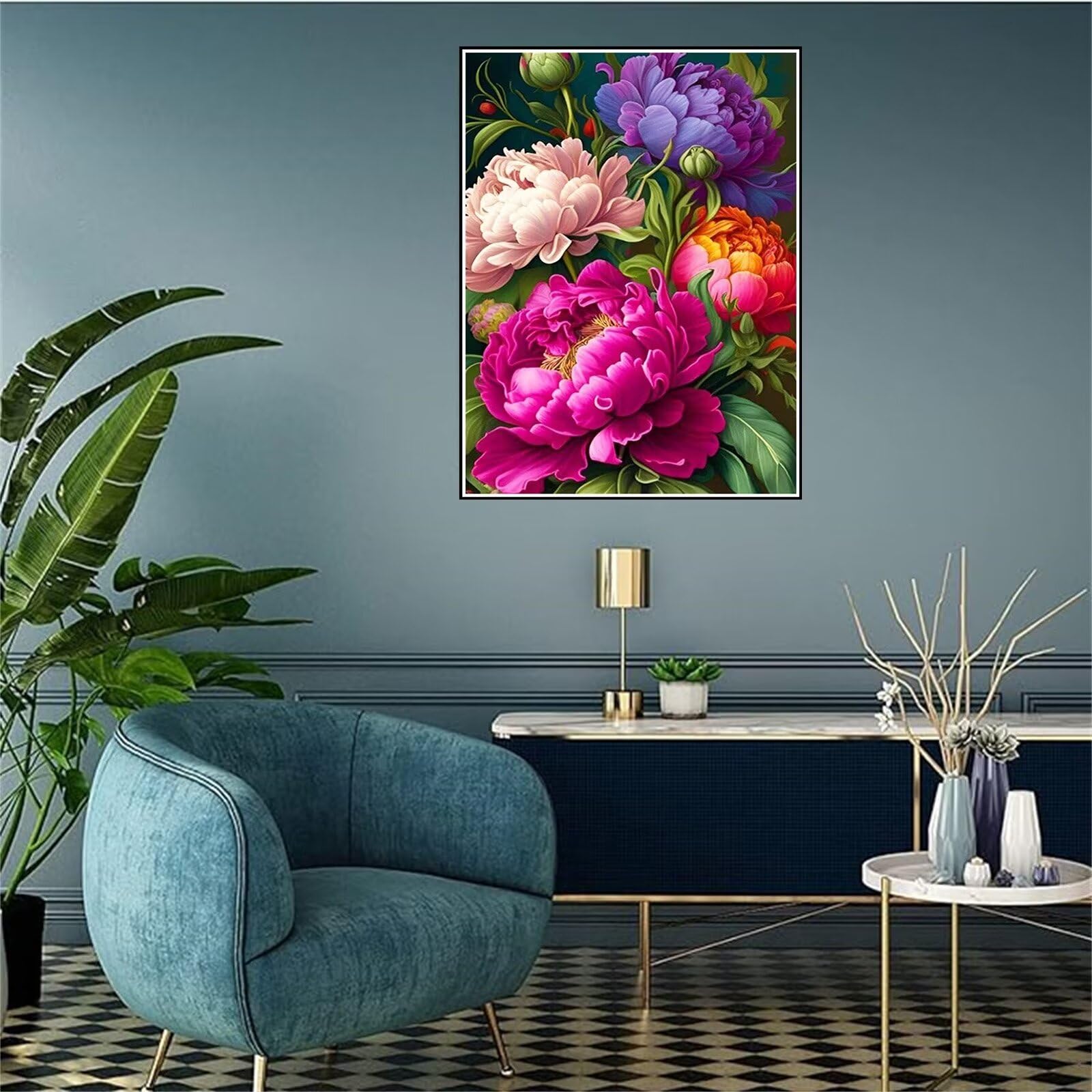 Kit De Peinture Diamant 5D Pivoine - 30x40cm - Complet Avec Outils - Loisir Créatif Adulte/enfant