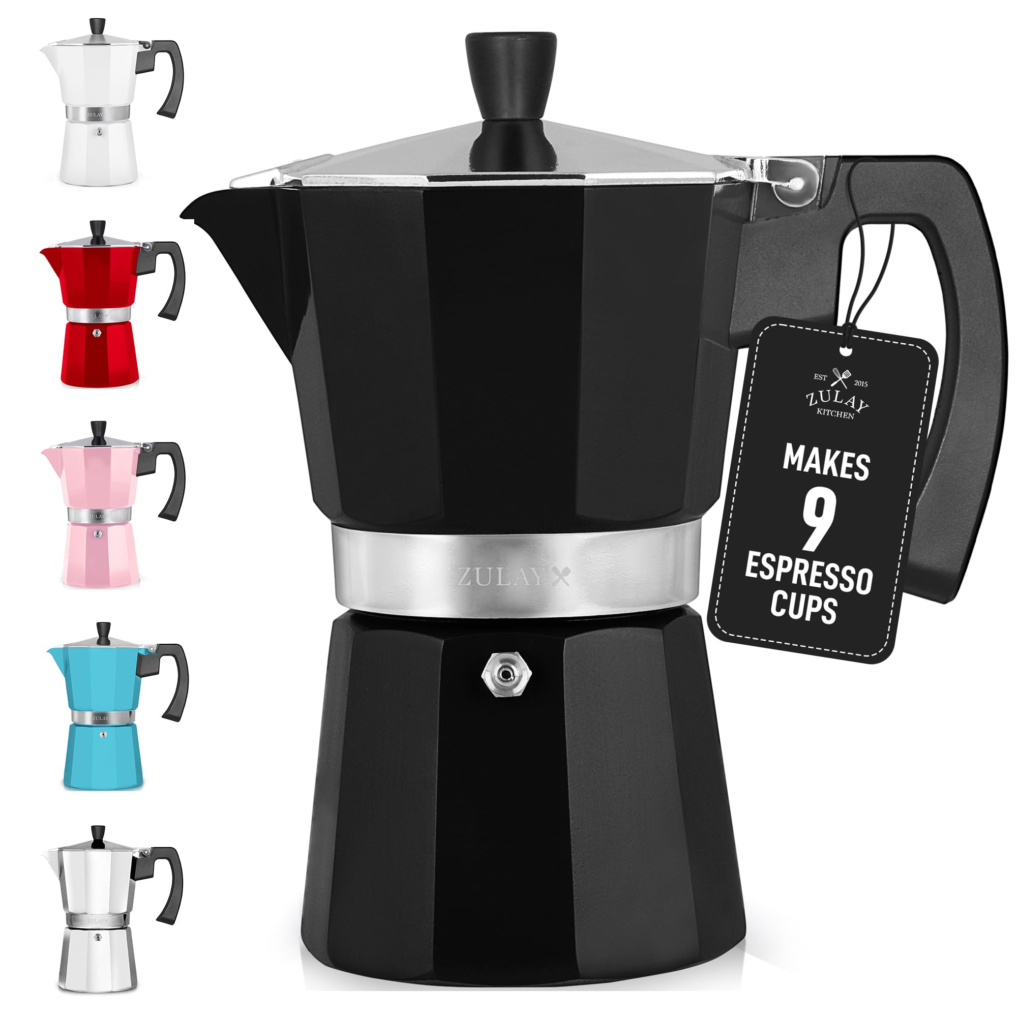 Zulay Moka Pot Espresso Stovetop Coffee Maker - Leak-Proof