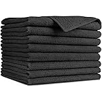 AIDEA Microfiber Cleaning Cloth-8PK, Soft Microfiber Towels for Cars, Absorbent Cleaning Rags, Lint-Free Streak-Free Wash Cloths for House, Kitchen, Window(12in.x16in), Black