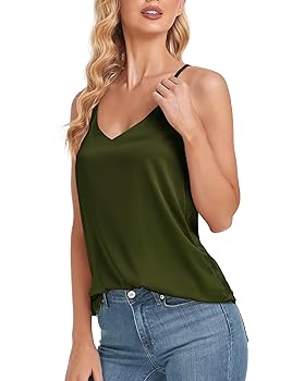Wantschun Womens Silk Satin Camisole V-Neck Adjustable