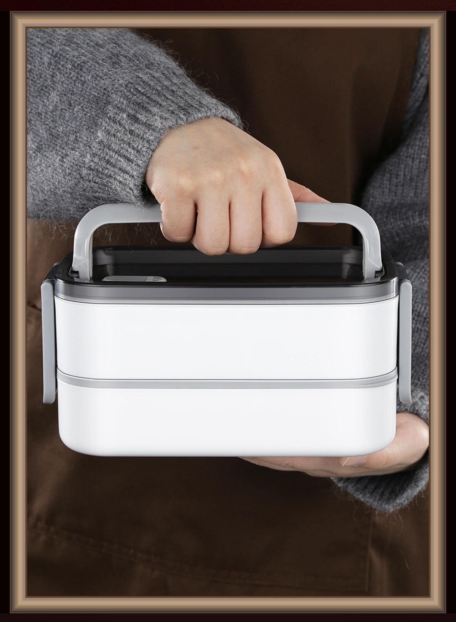 Fiambrera con aislamiento de agua de acero inoxidable 304, caja sellada for conservación de alimentos frescos, caja bento de doble compartimento, fiambrera portátil for horno de microondas, fiambrera