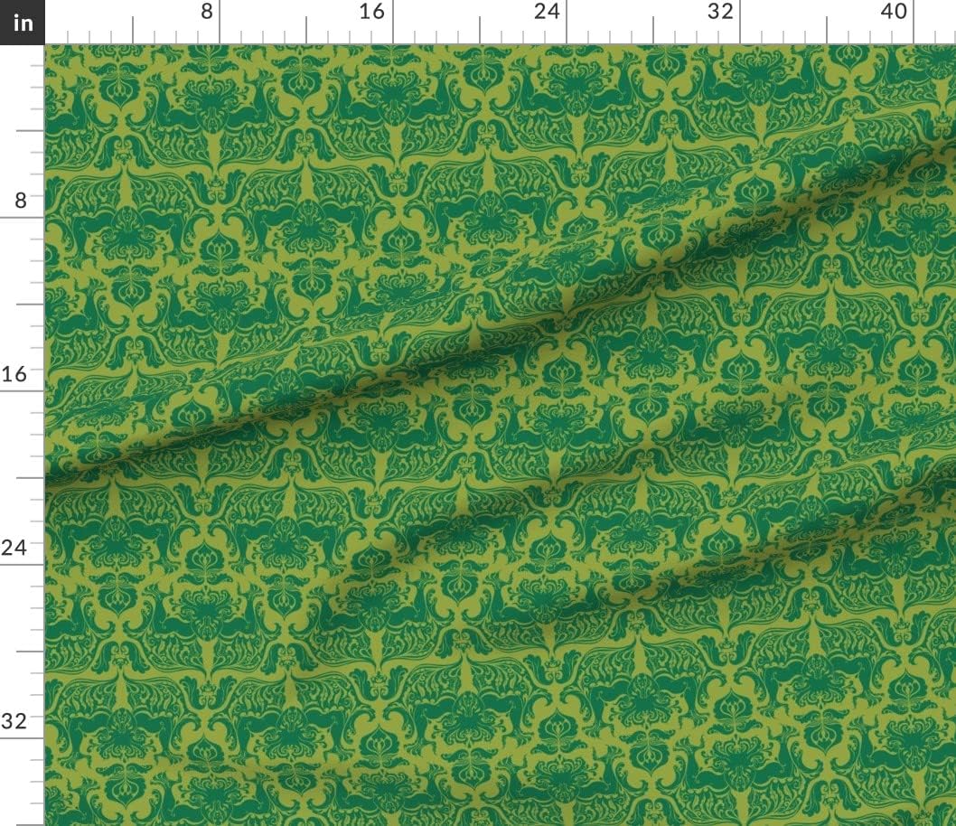 Spoonflower Fabric - Love Cthulhu Damask Monster Horror Lovecraft Printed on Petal Signature Cotton Fabric by The Yard - Sewing Quilting Apparel Crafts Decor