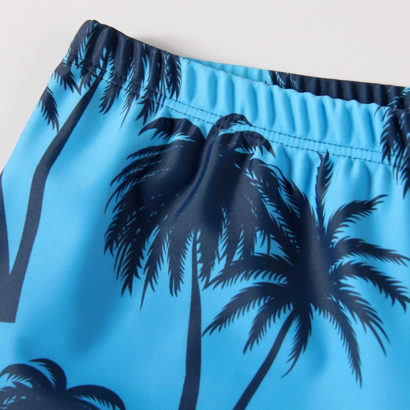Générique Maillot de Bain Deux pièces à Manches Longues pour garçon | Ensemble Maillot de Bain et Short à séchage Rapide avec Protection Solaire et imprimé Arbre M