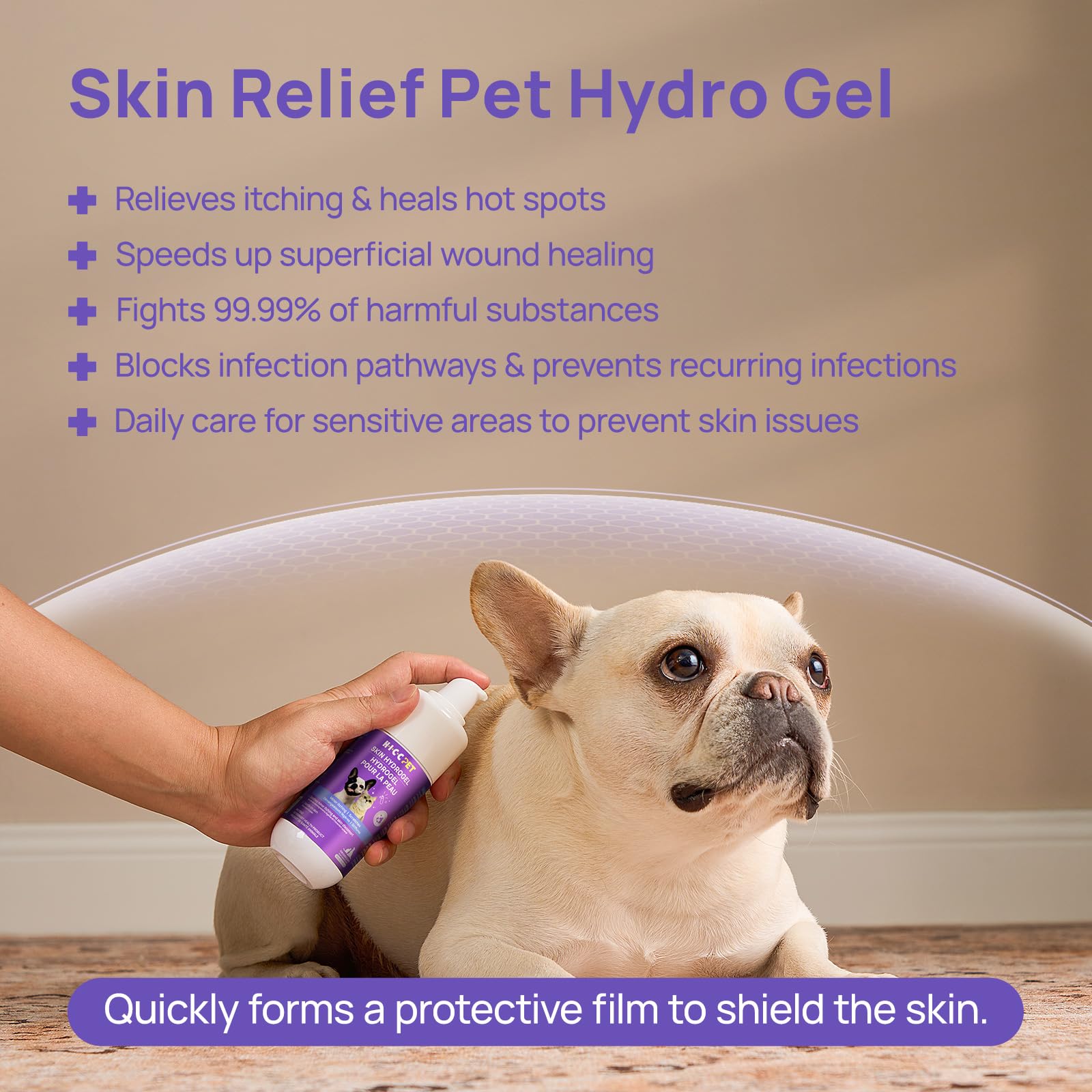 HICC PET Dog Wound Care Hydro Gel, Hot Spot Treatment for Dogs, Soothes Inflammation, Prevents Infection, Treats Bites & Scratches, Cat Wound Care Solution, Small Animal Health Supplies, 100ml - 3