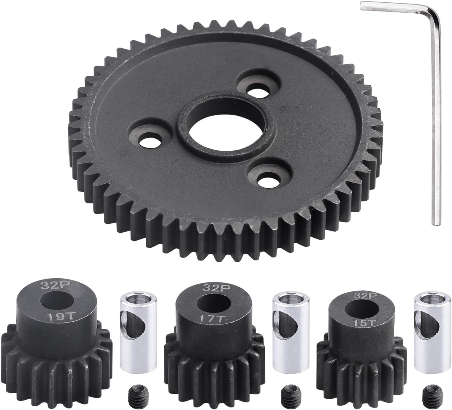 RC Metal 54T 32P Spur Gear &15T/17T/19T Pinions Gear Set & 3.175mm Coupler for Traxxas Slash 4x4 4WD/2WD/VXL Rustler 4X4 VXL/Stampede 4x4 VXL/Summit/E-Revo/T-Maxx, Replace#3956