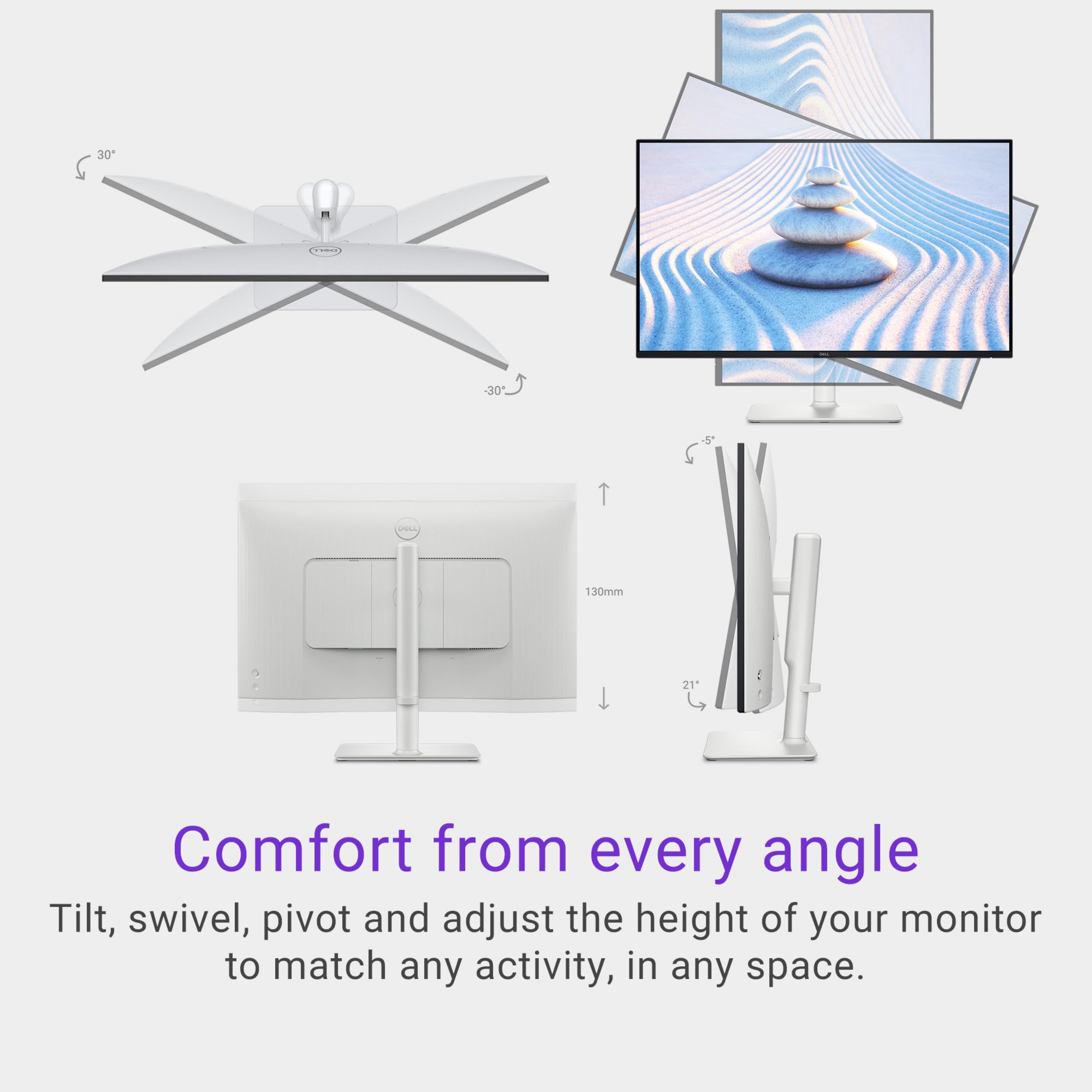 Dell S2725HS 27 Inch Monitor, FHD (1920x1080) Display, 100Hz Refresh Rate, 1500:1 Contrast Ratio, TÜV Rheinland Eye Comfort 4 Star, Integrated 2x5W Speaker, Height/Tilt/Swivel/Pivot- Ash White Color