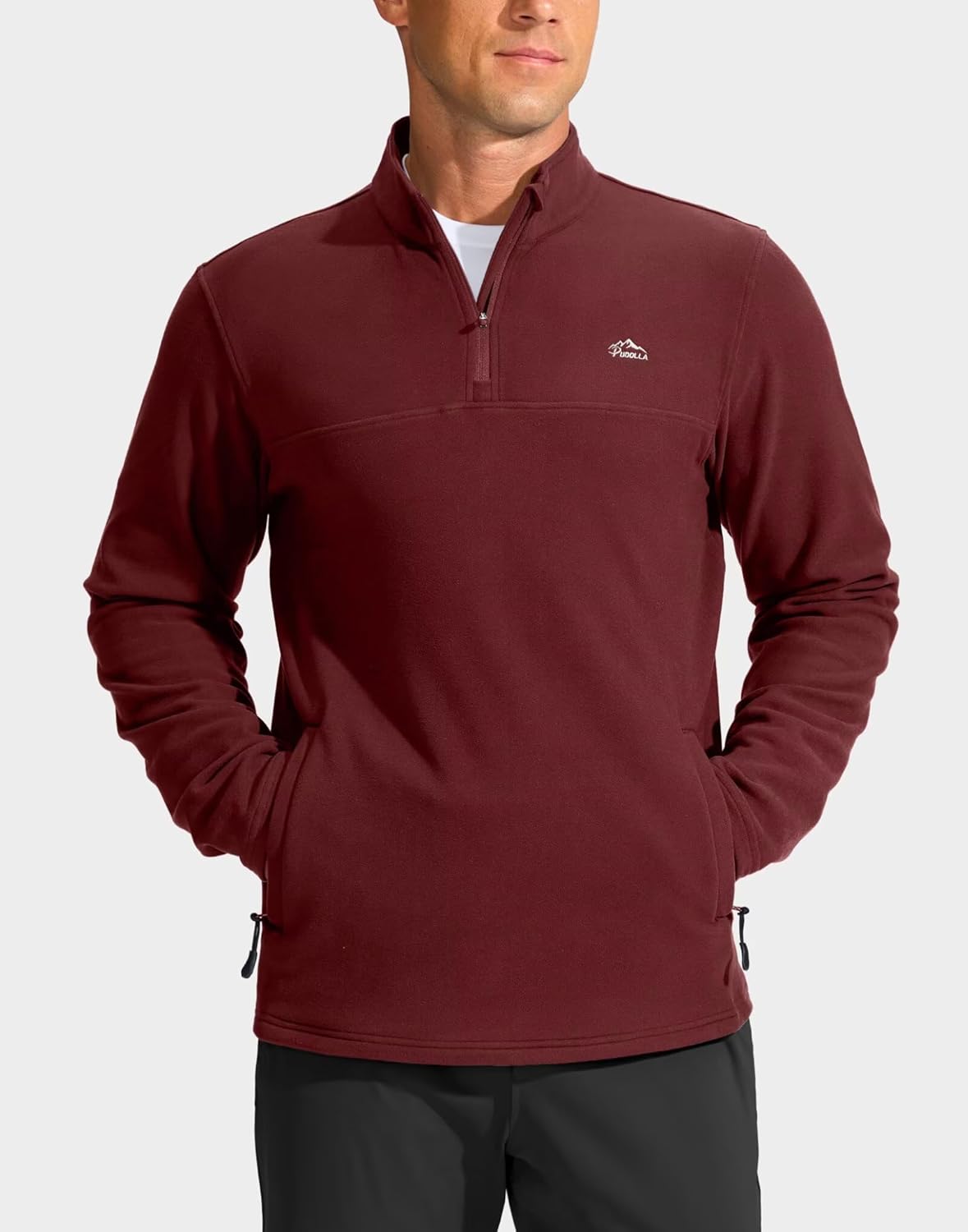 Pudolla Men's Quarter Zip Pullover with 2 Pockets Fleece Warm Soft Golf Sweatshirts for Running Athletic Workout