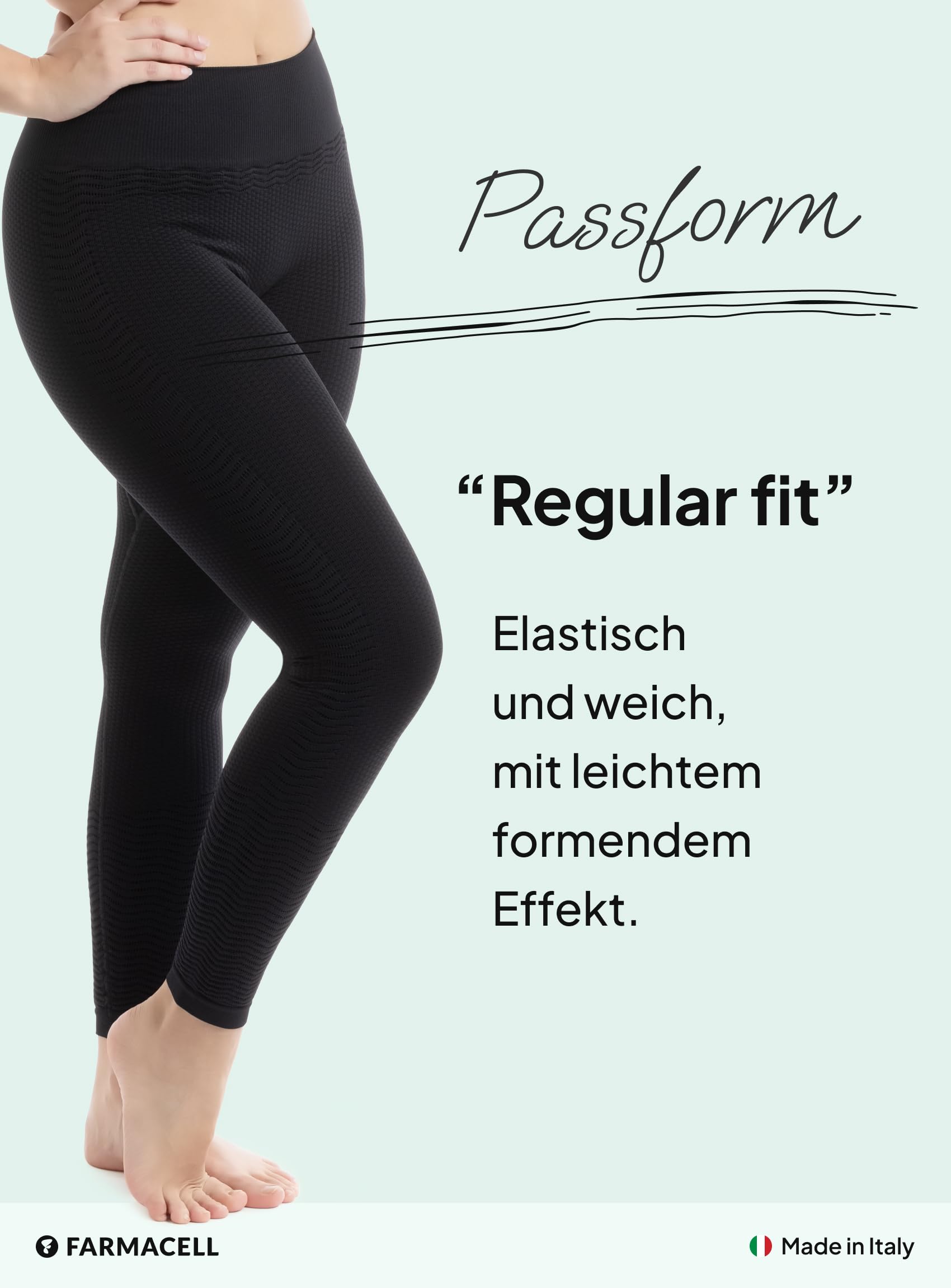 FarmaCell Anti-Cellulite Leggings Damen mit Mikromassage und FIR-Effekt, Made in Italy, 1109