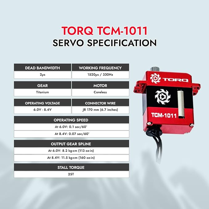 Servo TORQ Full CNC Metal Gear Coreless para RC 1/18 miniatura 8