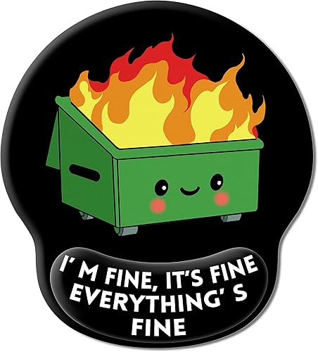 Alfombrilla de mouse mejorada con reposamuñecas, dumpster on Fire ergonómica para juegos con soporte de muñeca, alfombrilla de mouse de computadora