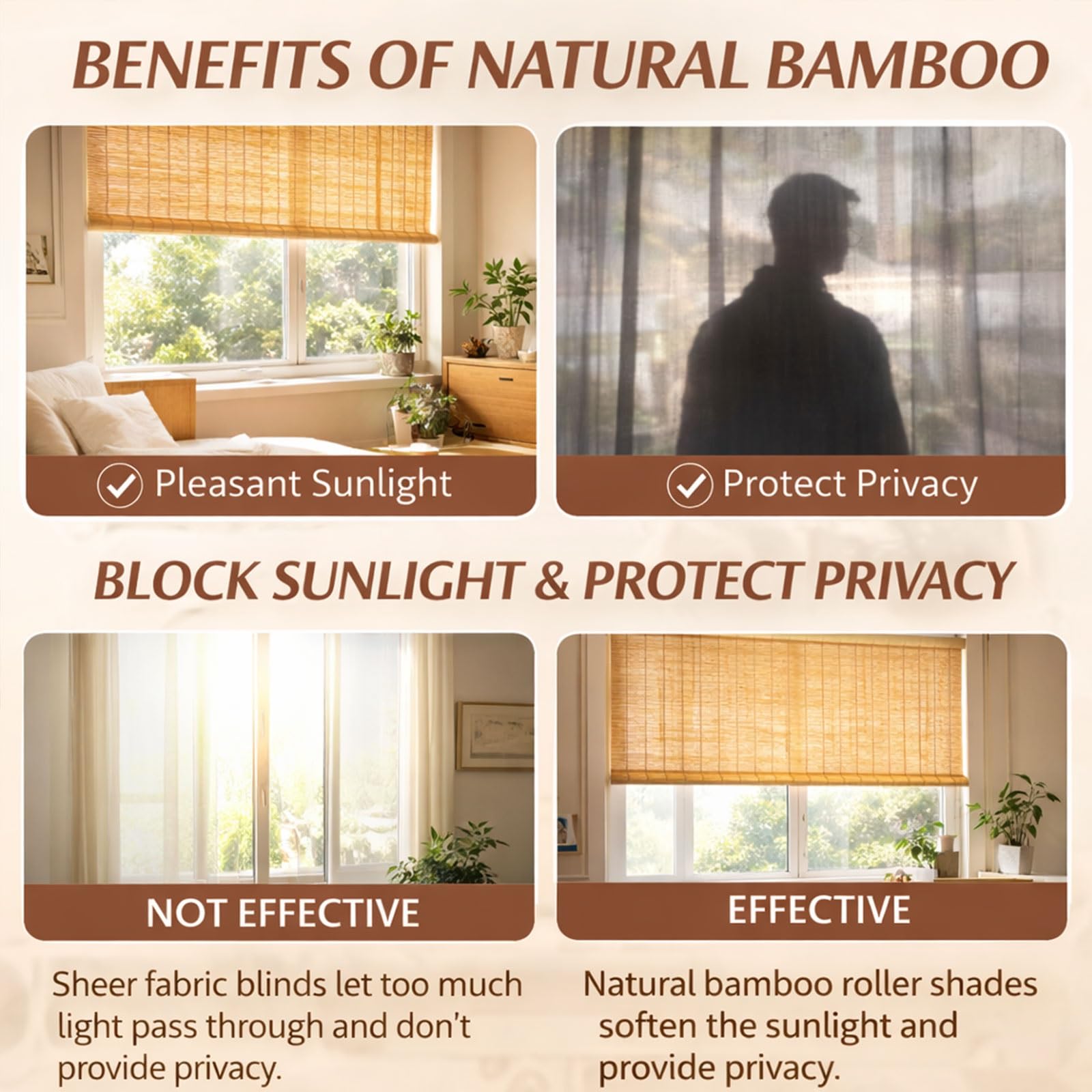 Grüne Bambusjalousien,Bambus-Rollo Natur,Sonnenschutz Bambusrollo Für Außen/Innen,Jalousine 60% Sonnenschutz Sichtschutz Rollo 90 95 105 115 120cm Breite Bambus Rollo Für Fenster(W100xH200cm/39x79in)