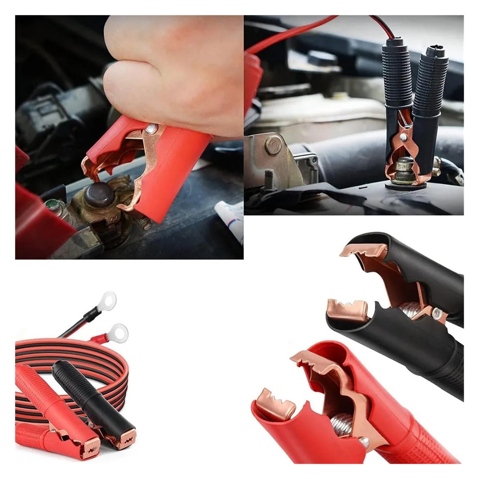 Yvxotrxnk 2 szt. 30 A klipsy bezpiecznikowe 12 V 24 V Quick Disconnect Adapter Copper Battery Clamps for Car Extension Cord(0,6 m)