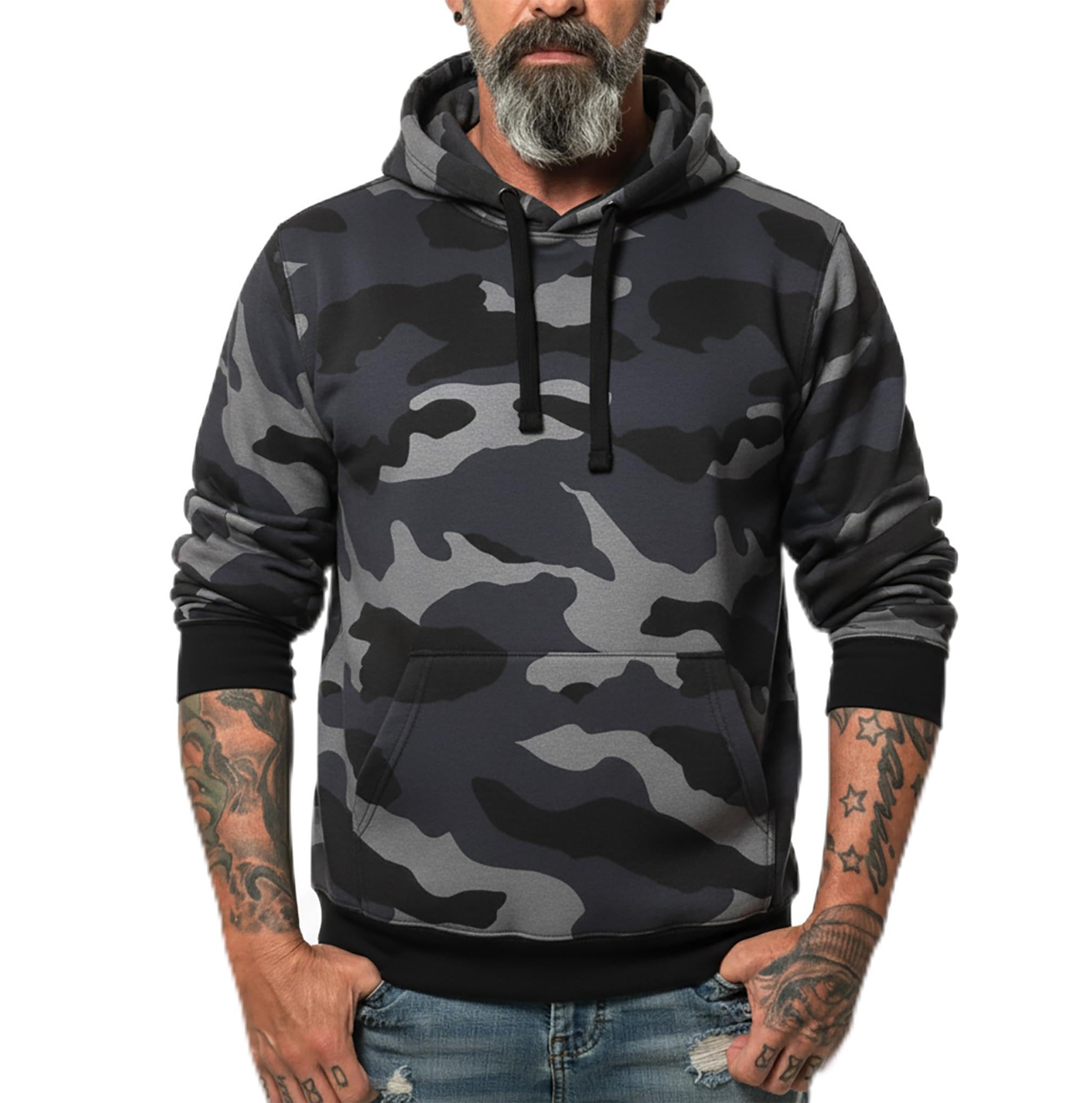 ROCK-IT Apparel® Sweat a Capuche Homme Worker Hoodie Sweatshirt Pullover Hoody Taille S-5XL qualité 330g et très Doux Couleur Noir Camouflage blu Rosso Grigio