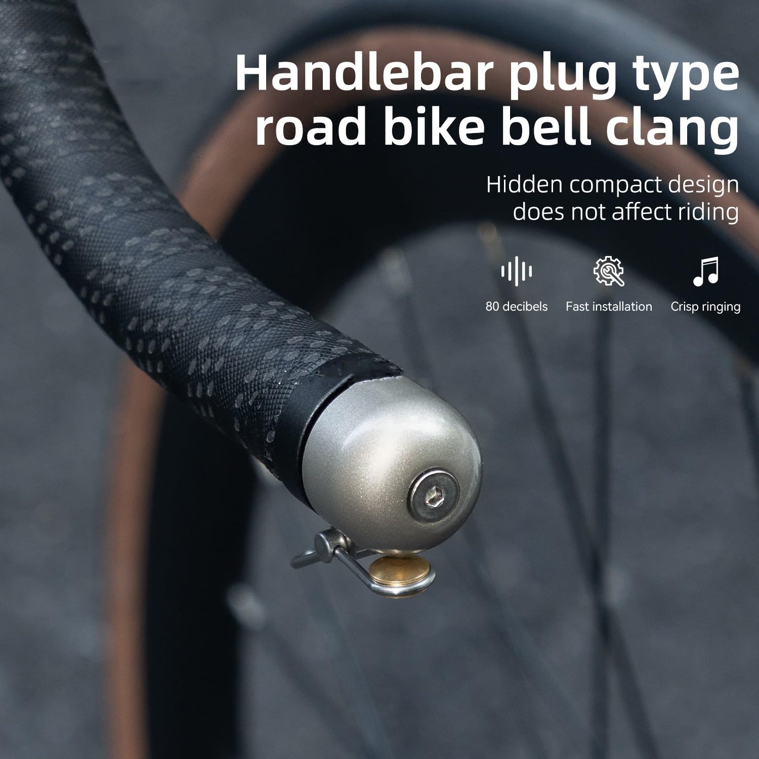 Dzwonek rowerowy, dzwonek do roweru wyścigowego, korek na kierownicę, czysty głośny dźwięk 80 dB, mini dzwonek rowerowy odpowiedni do rowerów wyścigowych z zakrzywioną kierownicą, kierownica do roweru