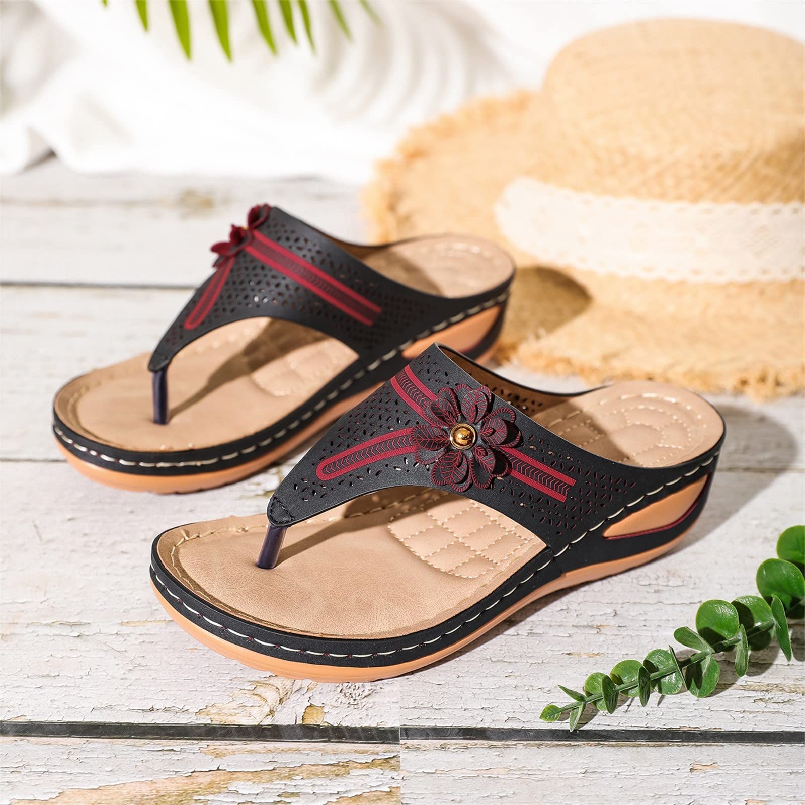 Sandali Donna Comodi Ma Eleganti Gioiello Scarpe da donna Sandali infradito con zeppa e plateau Scarpe casual da spiaggia Infradito con Eleganti Cerimonia Estive