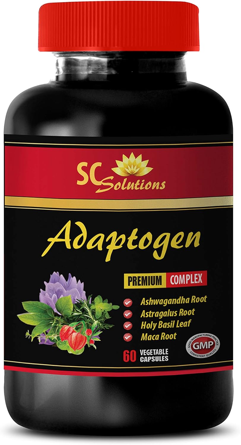 ADAPTOGEN SUPPLEMENT – Panax ginseng, Astragalus Root, Holy Basil Leaf, Rhodiola rosea, Eleutherococcus senticosus, Schisandra Fruit, Amla Fruit, Maca Root, Adaptogen blend, Stress support 1Bot
