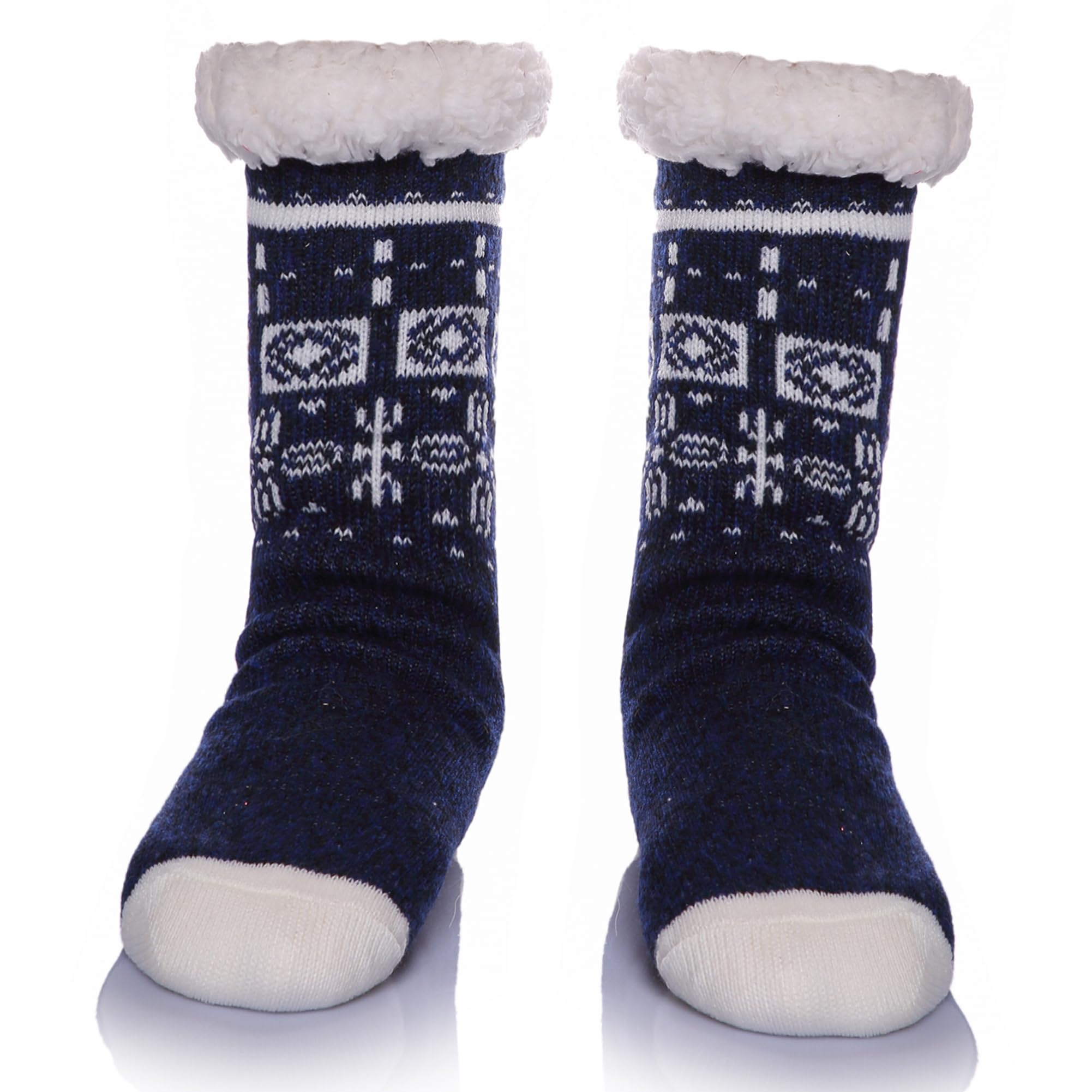 SEEYAN Mens Slipper Socks Fuzzy Warm Winter Fleece Lined Fluffy Cozy Thermal Cabin Home Stockings