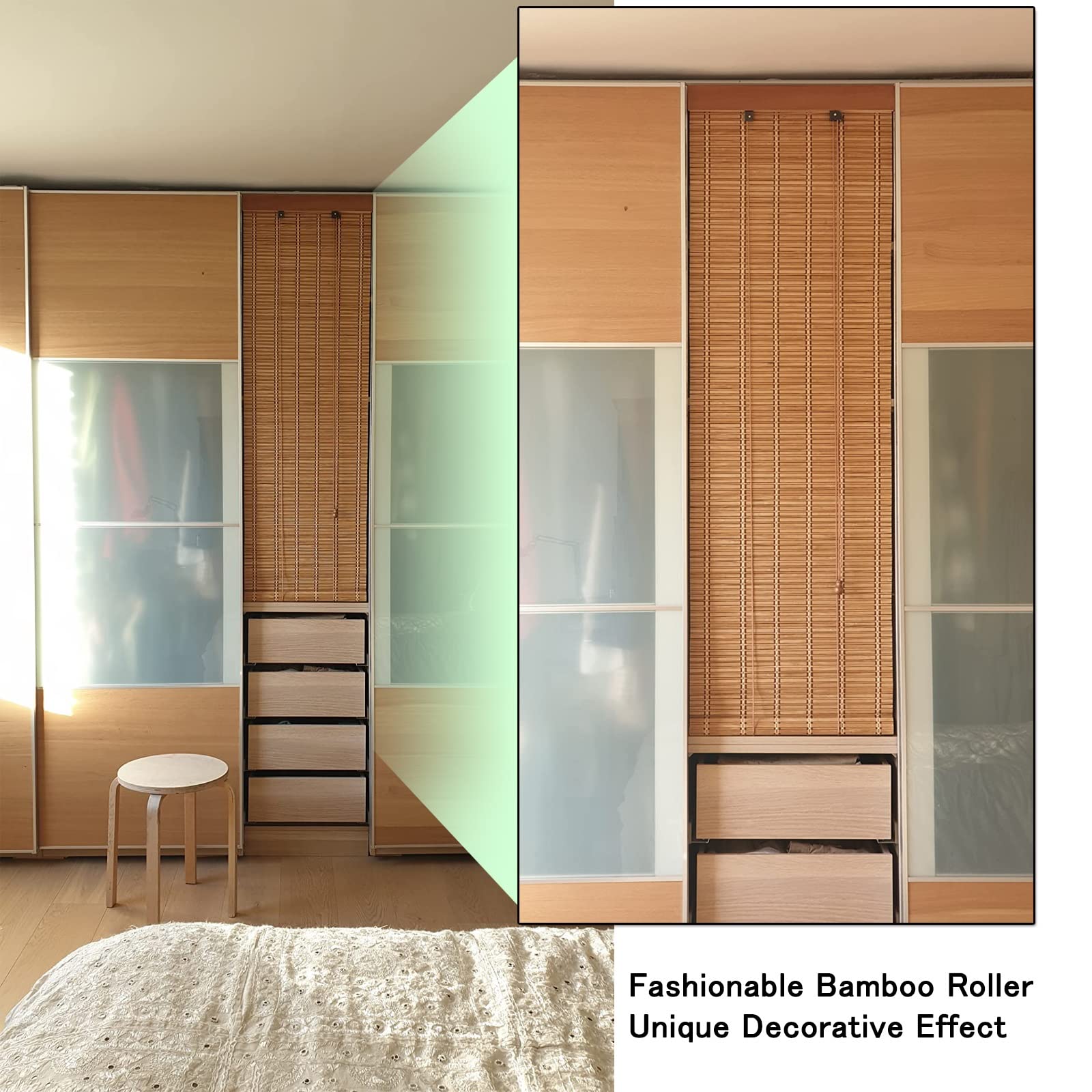 Naturalne bambusowe rolety w stylu retro, 60-150 cm, osłona przeciwsłoneczna do ogrodu, na patio, okna, drzwi, kuchni, na zewnątrz, na taras i balkon