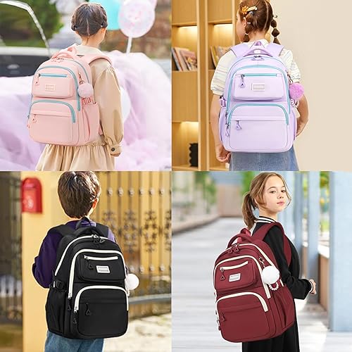 Miniatura 2 de MOONBABY Mochila para niñas para la escuela, bolsa de libros Kawaii para estudiantes de primaria, niños, adolescentes y adultos (con decoración