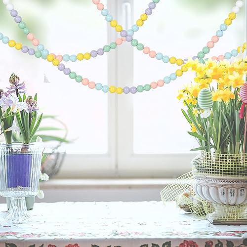 Miniatura 3 de 120 cuentas de madera de Pascua de 0.631 pulgadas (0.630 in), cuentas de madera coloridas de primavera, cuentas de madera redondas pulidas