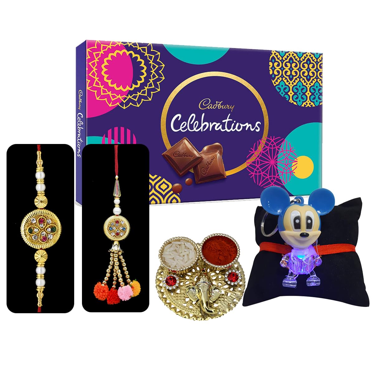 Lookool Family Rakhi Set of 3 with Chocolate Box - Rakhi for Brother - Designer Lumba Rakhi for Bhabhi - Cartoon Light Rakhi for Kid - Rakhis For Raksha Bandhan with Gift (B0B6W9LKR1) Amazon Price History, Amazon Price Tracker