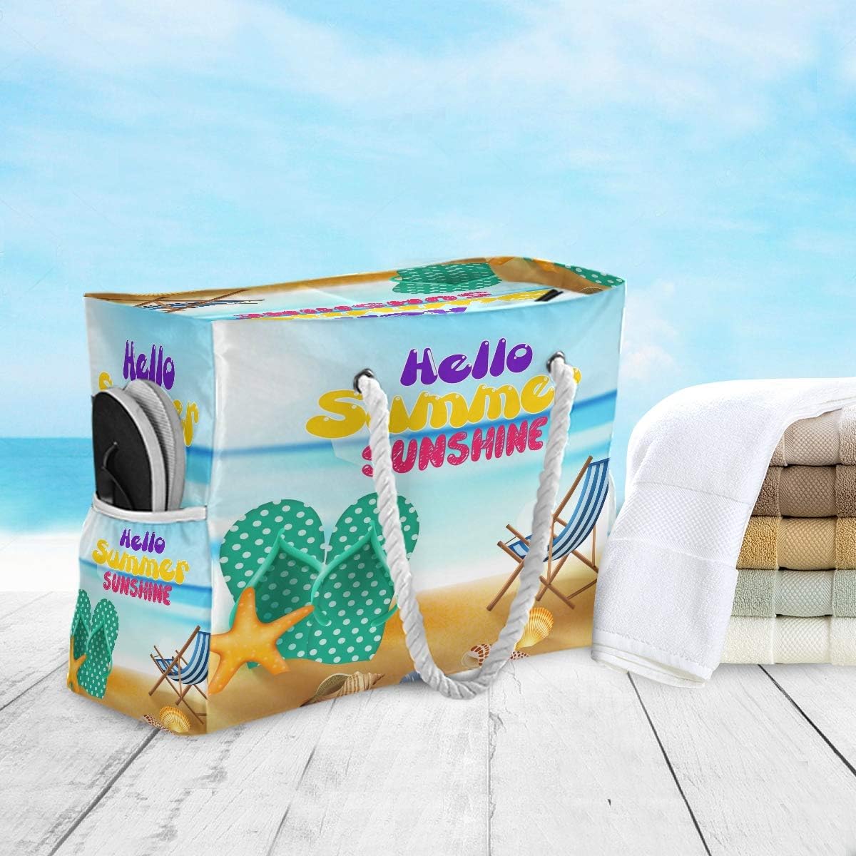 senya Large Beach Shoulder Bags Canvas Tote Water Resistant for Gym Travel Daily - Image 3