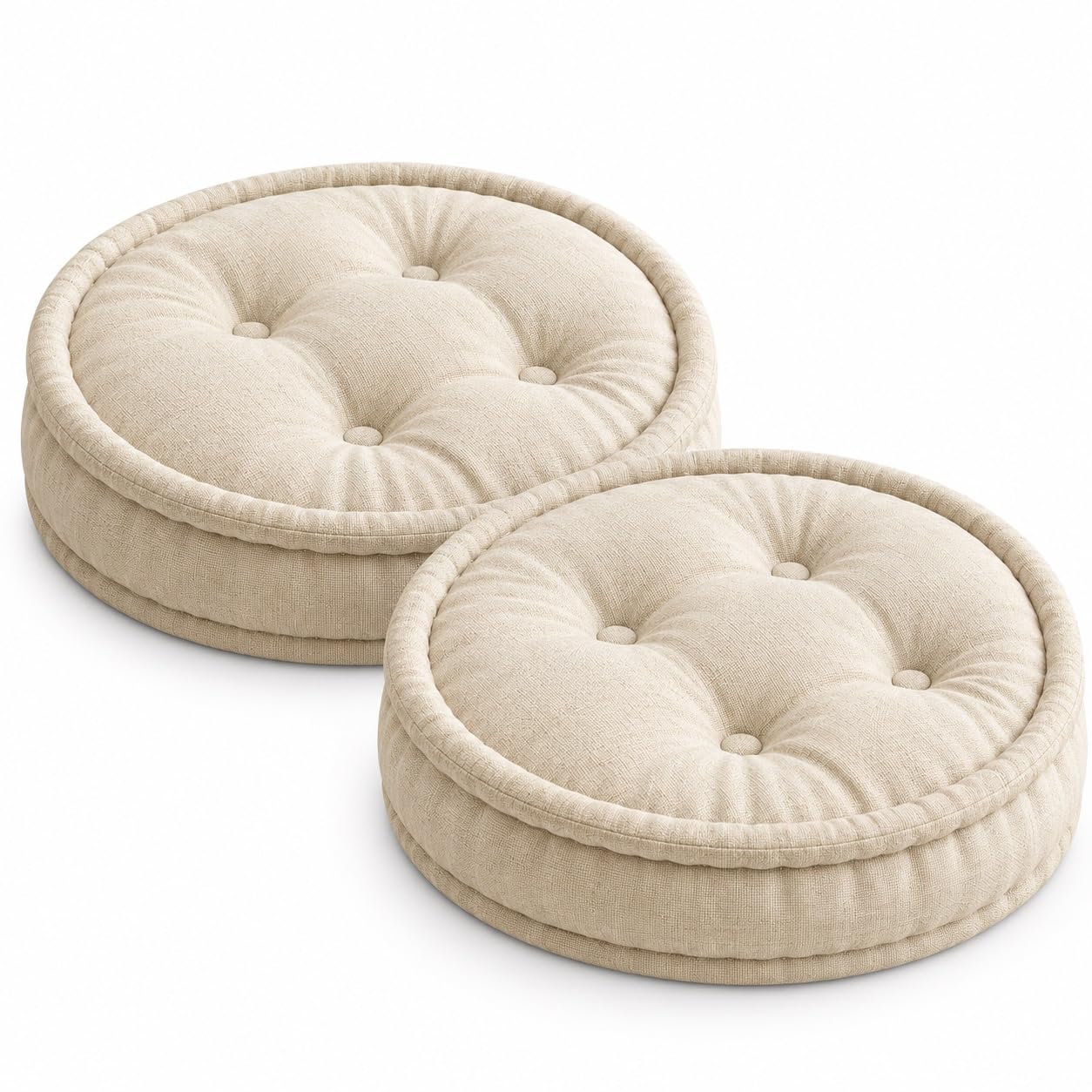 2-Pack Round Seat Cushions Outdoor Armchair Booster Cushion Four Buttons — image 1