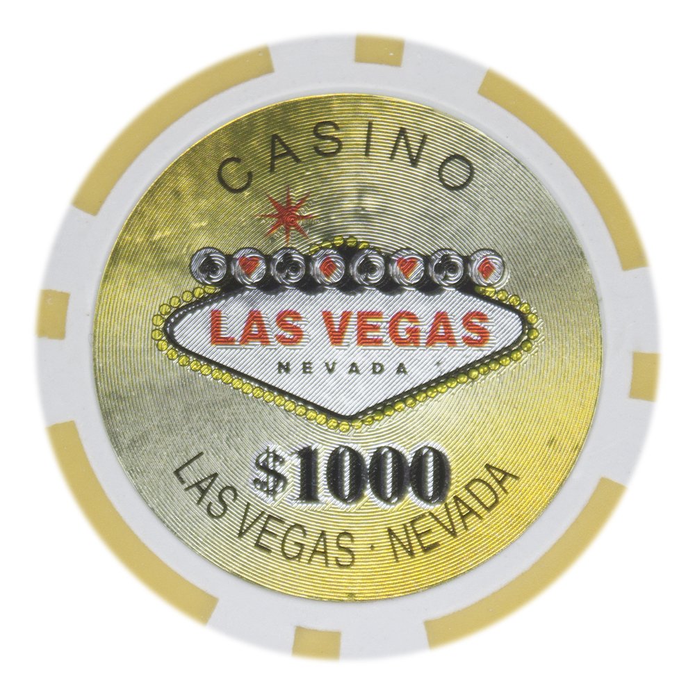 Brybelly Las Vegas Casino Poker Chip Heavyweight 14 gram Clay Composite – opakowanie 50 sztuk (1000 $ żółty)