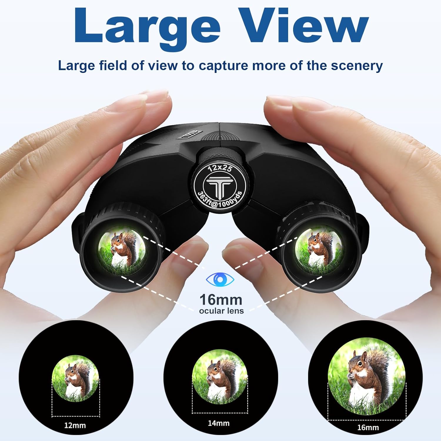 12x25 Compact Binoculars for Adults and Kids - High Powered Binoculars with Clear Low Light Vision and Large Eyepiece, HD Easy Focus Binocular for Bird Watching, Concerts and Sport Games - Image 5