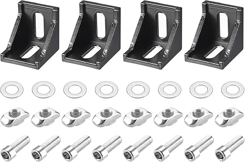 uxcell Juego de 4 kits de refuerzo de soporte de esquina interior, conector de ángulo 4040 de 1.496 x 1.496 x 1.378in para perfil de aluminio de la