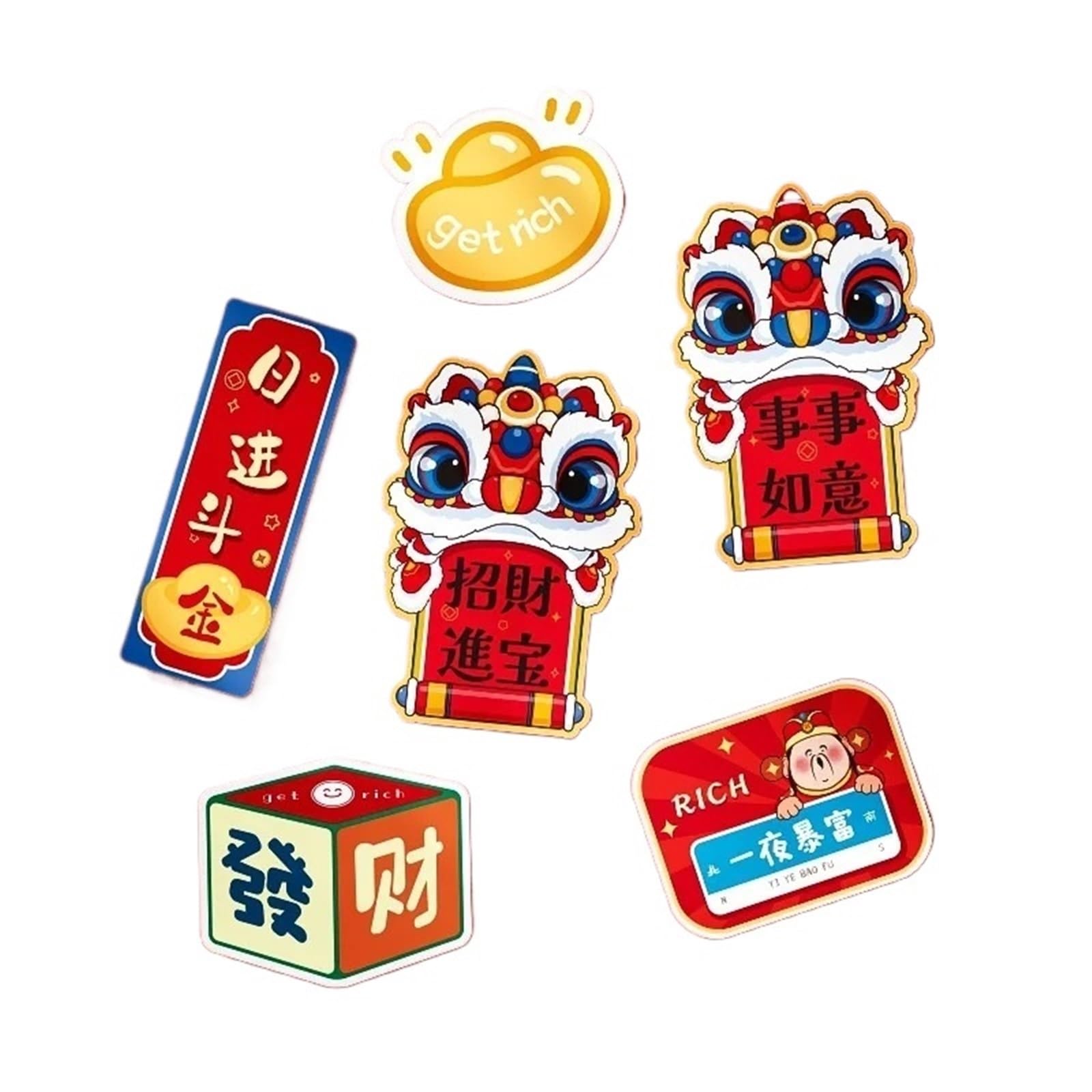 Cute Chinese New Year Fridge Magnets - Traditional God Of Wealth Cartoon Year Decorations(Color1)