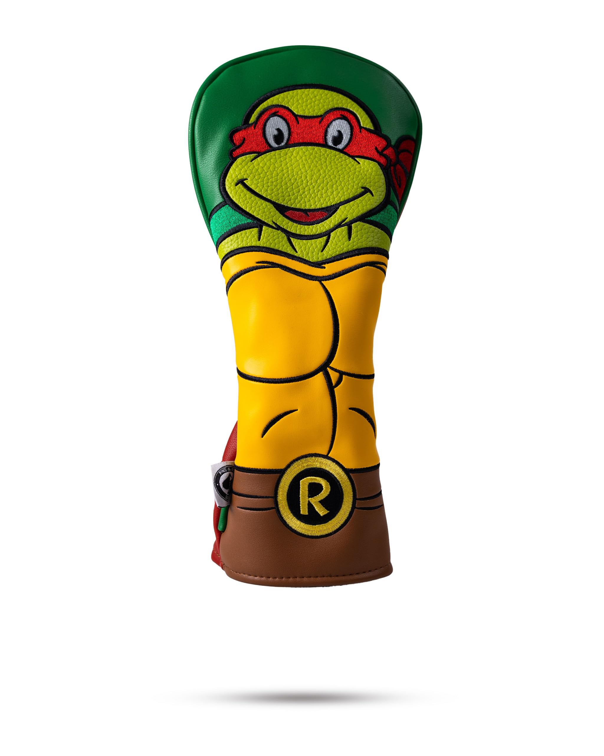 Pins & Aces TMNT Utility Head Cover - Premium, Hand-Made Leather Headcover - Teenage Mutant Ninja Turtle Head, Tour Quality Golf Club Cover - Style and Customize You Golf Bag