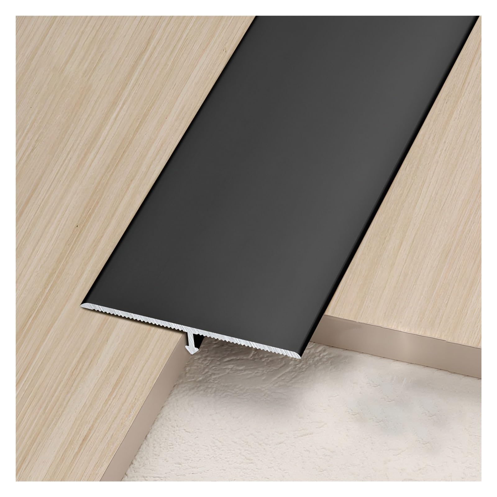 Generic Aluminum T-Bar Floor Transition Strip, 8.8ft (3 Pieces*90 Cm), Black, 1.5cm Thick, T-Shape, Commercial Grade