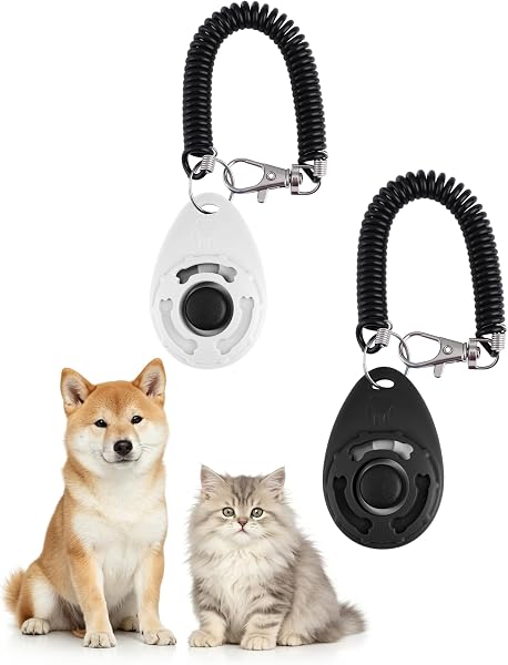 Klicker Hund 2 Stück,Clicker Katze,Clicker Hund,Hundetraining mit Handschlaufe &Großem Knopf, Erziehungshilfen für Hunde,Klicker Katze,Hundeklicker Zubehör für Hund, Katze,Pferd(Schwarz+Weiß) - 1