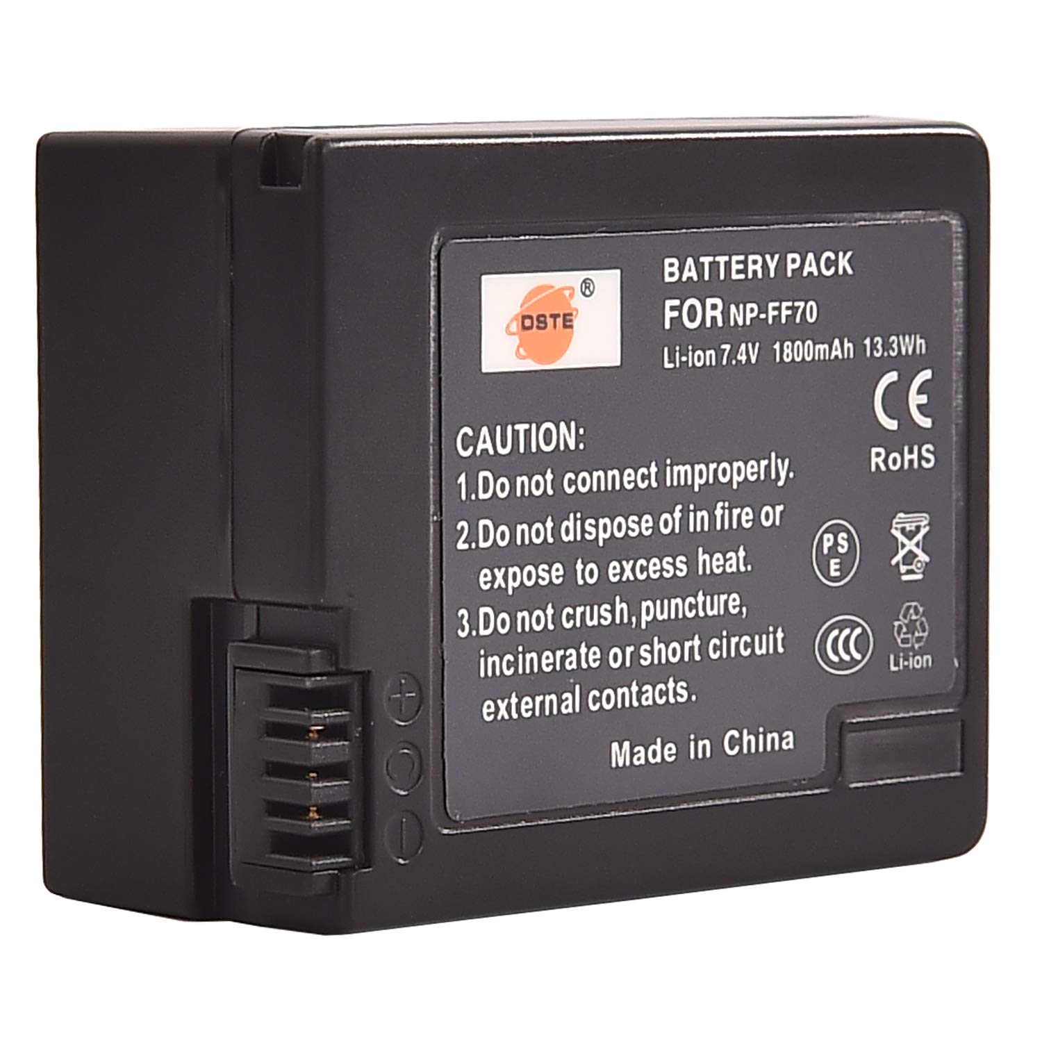 DSTE Ersatz Batterie Akku kompatibel für Sony NP-FF70 NP-FF71 NP-FF71S DCR-HC1000 DCR-HC1000E DCR-IP1 DCR-IP1E DCR-IP1K DCR-IP200K DCR-IP210E Kamera