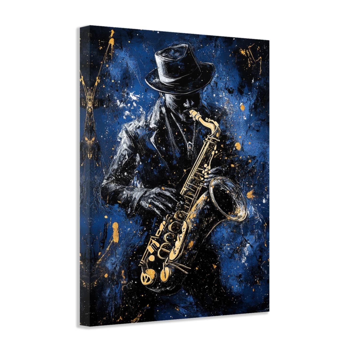 SWQYLB Black Music Wall Art Abstract Jazz Wall Decor African American Painting Canvas Musical Instruments Pictures Classroom Music Men Room Decor