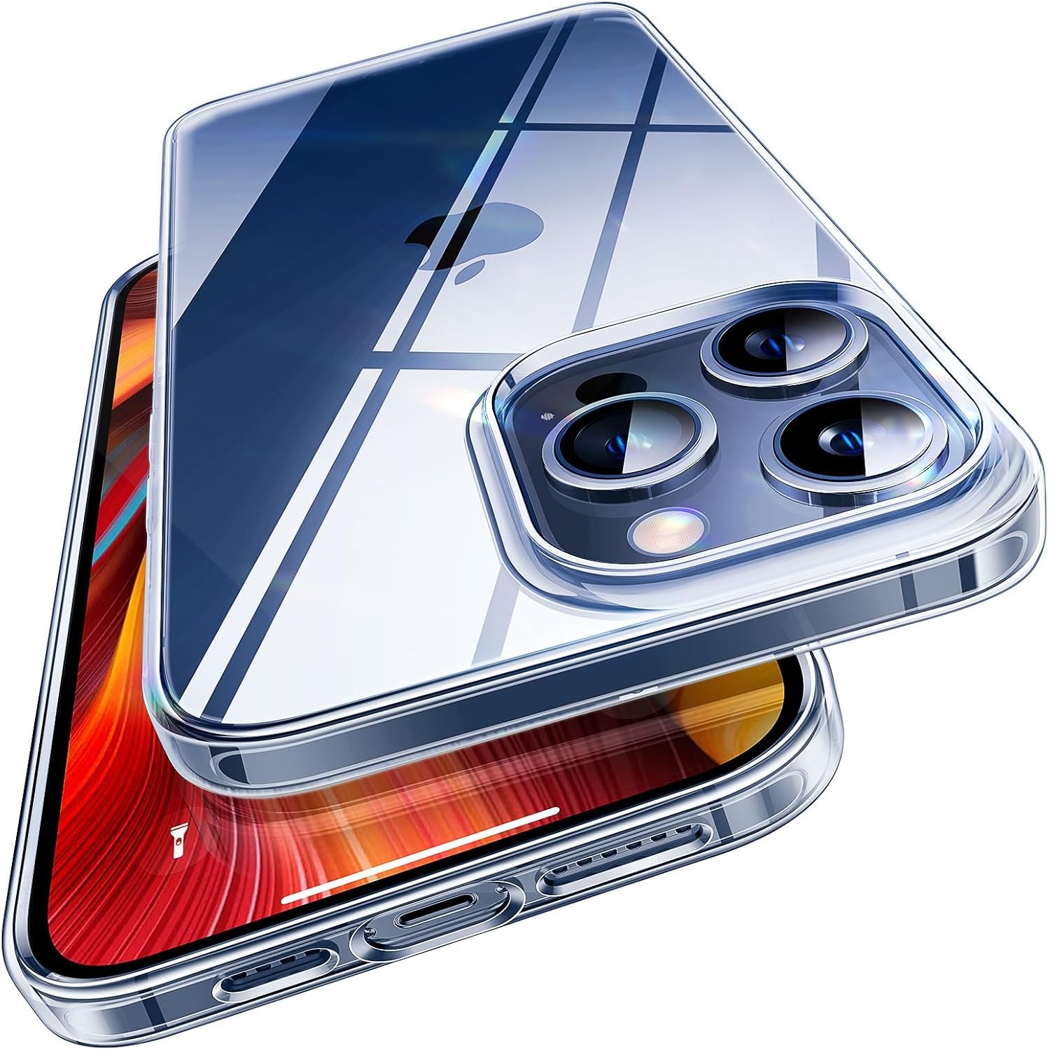 TORRAS Anti-Vergilbung für iPhone 15 Pro Hülle Durchsichtig, 3,66m Militärschutz Stoßfeste, 9H+ Transparent Kratzfeste Rückseite Schutzhülle Dünne Handyhülle für iPhone 15 Pro Case HD Clear