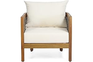 Burchett Outdoor Acacia Wood Club Chair With Sunbrella Cushions
