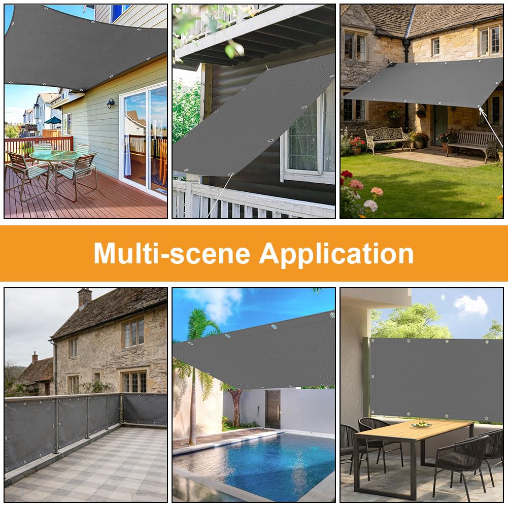 1.5x2m Impermeable Toldo Vela de Sombra, Protección Rayos UV,Rectangular Toldos Exterior Terraza,Pantalla Privacidad Balcon,para Exteriores, Terrazas,Pergola, Jardín（Gris Oscuro） — view 7