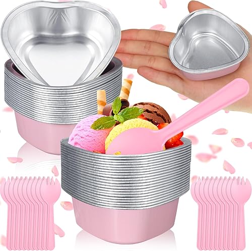 Mini molde para tartas de corazón para el día de San Valentín con tapas y cucharas de plástico para tartas de 1.86 onzas  1.9 fl oz, mini moldes de disponible en Yaxa Peru