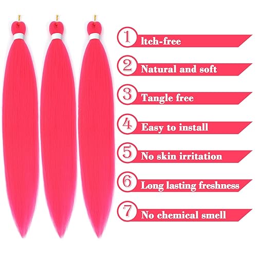 Miniatura 8 de Cabello trenzado preestirado color morado lavanda, extensiones de cabello Kanekalon Box de 26 pulgadas, 6 paquetes de extensiones de cabello