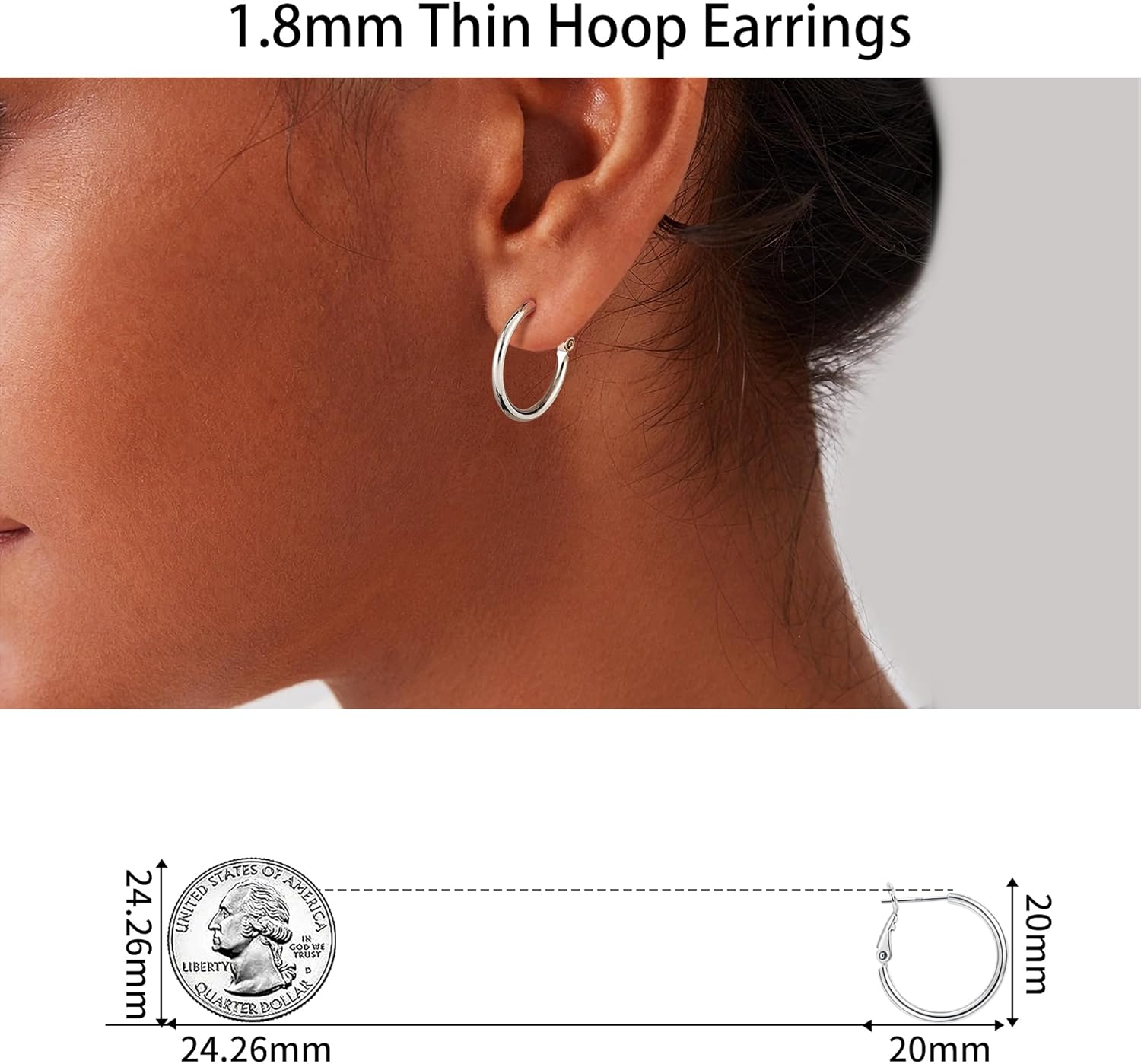 Gacimy Gold Hoop Earrings for Women 14K Gold Plated, 925 Sterling Silver Post Hypoallergenic Earrings Hoops for Women - Image 7