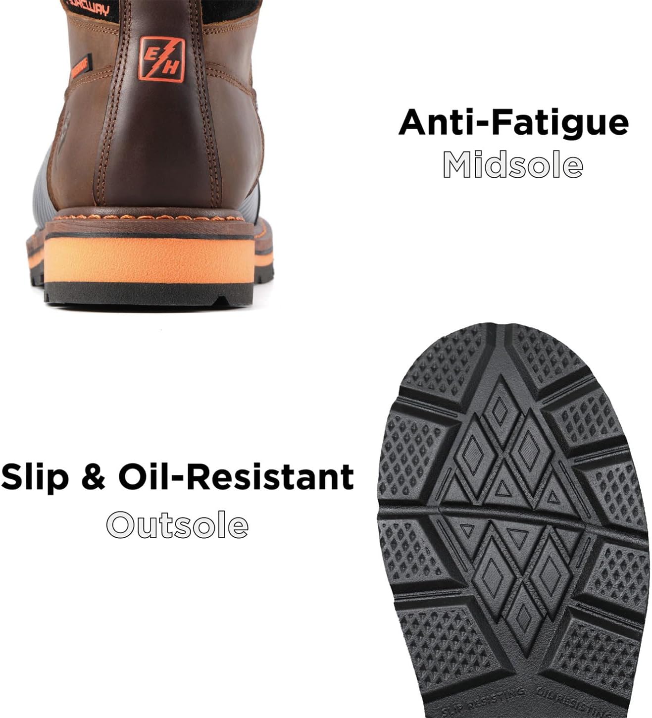 SUREWAY Men's 6" Waterproof Soft/Composite Toe Work Boot - Heavy Duty Crazy Horse Leather, Slip Resistant Lace Up for Construction & Industrial Safety