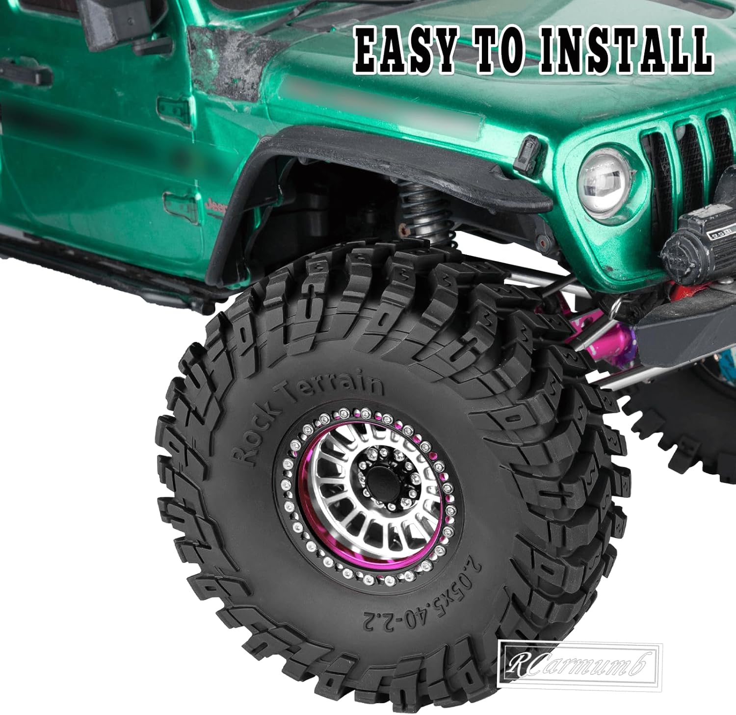 2.2 Inch RC Crawler Tires for 1/10 TRX4 SCX10 Capra AMG 6x6 Gen8 Everest Gen7 Pro Off-Road Vehicles,All-Terrain High Grip Soft Rubber Tires w/Deep Tread & Foam Insert,StyleB