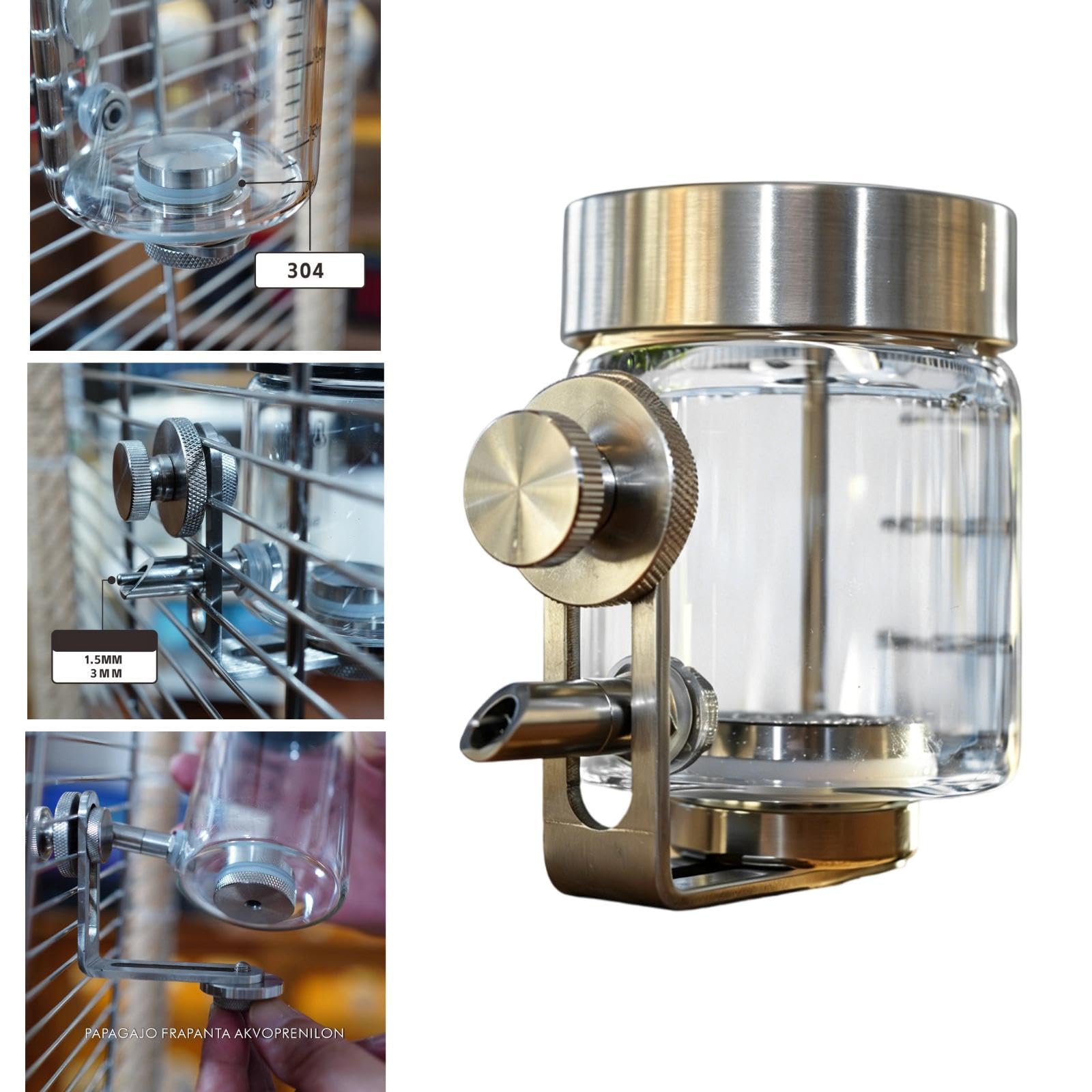 Distributeur d'eau Automatique pour Oiseaux, Abreuvoir pour Perroquets, Robuste, Facile à Installer, Mécanisme à Aiguille, pour P, Aiguille Fine 150 ML